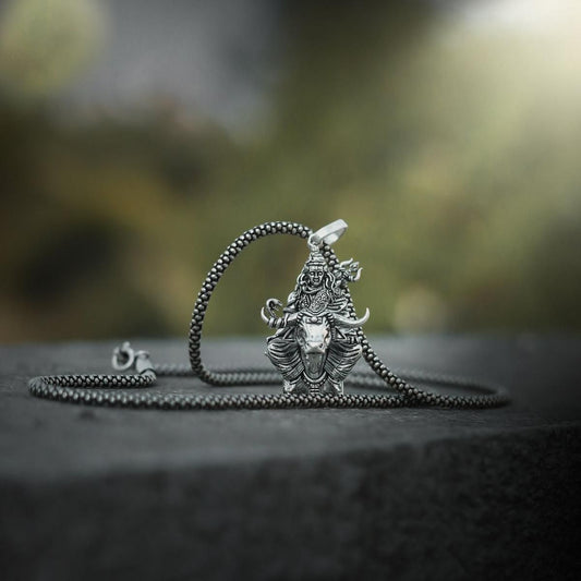 🙏🔱Lord Shiva with Nandi Silver Pendant Chain🔱🙏